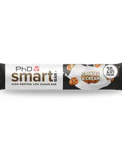 Baton proteic cu biscuiti si frisca Smart Bar Cookies & Cream, 64g, PhD