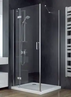 Cabina de dus patrata Besco Viva 80x80x195 cm profil crom sticla transparenta securizata de 8 mm orientare stanga EXPUS