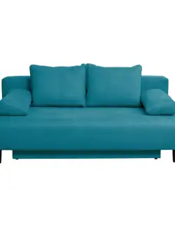 Canapea MARIA extensibila, 3 locuri, cu arcuri si lada depozitare, albastru, 195x97x76 cm