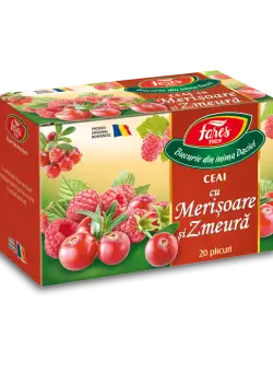 Ceai cu merisoare si zmeura Aromfruct, 20 plicuri, Fares