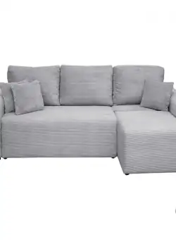 Coltar Canapea BEGA extensibil, cu arcuri si lada depozitare, colt interschimbabil, gri, 240x153x80 cm