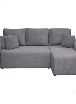 Coltar Canapea BEGA extensibil, cu arcuri si lada depozitare, colt interschimbabil, gri inchis, 240x153x80 cm