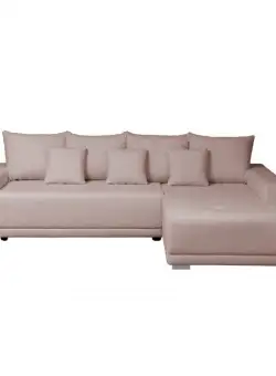 Coltar MARIBO BUCLE extensibil, cu arcuri si lada depozitare, colt dreapta, roz prafuit, 280x204x92 cm