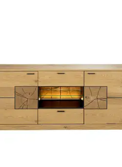 Comoda Tv Urbano Oak Cu 2 Usi Si 2 Sertare, Stejar Rustic Si Negru, 170 Cm