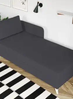 Divan / Pat o persoana tapitat Gri Inchis Soft Fix