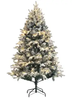 HOMCOM Brad de Crăciun Artificial cu 200 luminițe LED, 793 Ramuri, Crengi Pliabile și Bază Pliabilă, Ø116x180 cm, Verde | Aosom Romania
