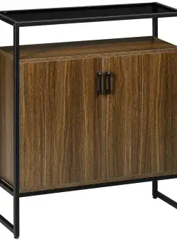 HOMCOM Dulap Bufet, Sticlă, Consolă, Design Modern, Negru/Maro, pentru Sufragerie | Aosom Romania