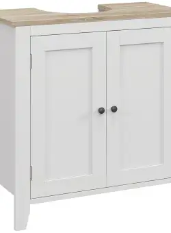 kleankin Dulap pentru Baie, Dulap Sub Chiuvetă, Dulap de Baie cu Formă de U și Raft Intern Reglabil, 59.7x29.9x59.7 cm, Alb | Aosom Romania