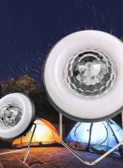 Lampa cu Incarcare solara si la usb cu led-uri luminoase si glob rotativ disco