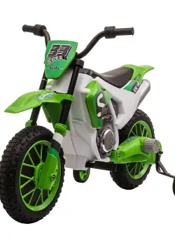 Motocicleta de Cros Electrica HOMCOM pentru Copii de 3-5 ani, Baterie 12V Reincarcabila 106,5x51,5x68cm, Verde | Aosom Romania