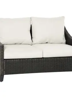 Outsunny Canapea de Gradina Confortabila 2 Locuri, Ratan PE Rezistent, 132x70x74cm, Maro, Perfecta pentru Relaxare in Aer Liber | Aosom Romania