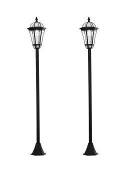 Outsunny Set 2 Lampi Solare de Gradina, Lumini de Exterior Solare cu 2 LED, Aprindere Automata si Durata 6 Ore, Negru | Aosom Romania