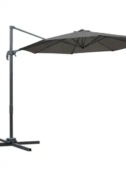 Outsunny Umbrel de Gradină cu Manivelă cu Înclinare Reglabilă, Umbrelă cu Braț și Stinghii, Ø2.95x2.5 m, Gri | Aosom Romania