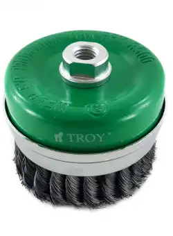 Perie de sarma tip cupa cu fir rasucit Troy 27708-100, 100 mm