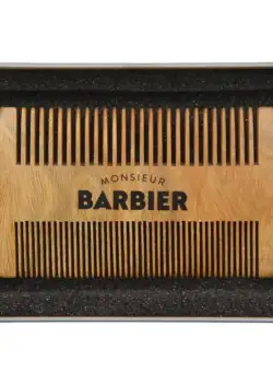 Pieptene 100% natural pentru barba si par Double Sided Santal Comb 100%, 1 bucata, Monsieur Barbier