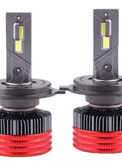 Set 2 LED-uri Auto Techstar® A12, H4, 85w, 15000 Lumeni, 6500K, AUTO, 12-24 Volti, CSP, Canbus, Miez Cupru, Radiator Aluminiu