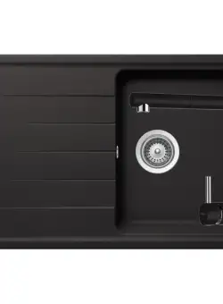 Set chiuveta bucatarie Schock Element D-100S si baterie bucatarie Schock Epos Cristalite Nero cu dus extractibil 78 x 50 cm