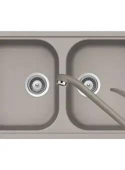 Set chiuveta bucatarie Schock Viola N-200S si baterie bucatarie Schock Cosmo Cristalite Concrete 79 x 50 cm