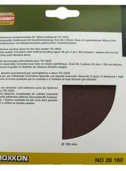Set discuri abrazive autoadezive pentru TG 125 E Proxxon 28160, O125 mm, granulatie 80, 5 bucati