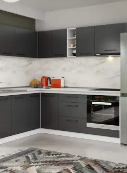 Set Mobila Bucatarie Colt Mina Grafit 180*220 Gri Antracit - C86