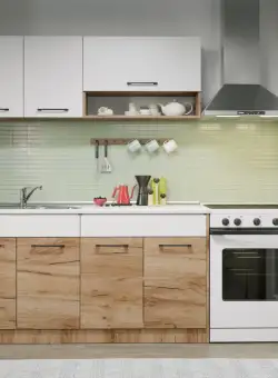 Set Mobila Bucatarie Gastro 160 Alb/Stejar - C07