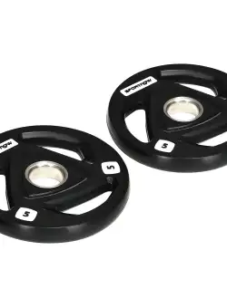 SPORTNOW Set 2 Discuri Greutate 5KG Oțel cu Acoperire Cauciuc Ø5cm Mreană Manere Manual Negru | Aosom Romania