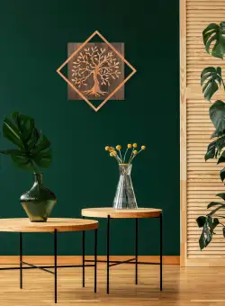 Accesoriu decorativ de perete din lemn Tree v2 - Copper
