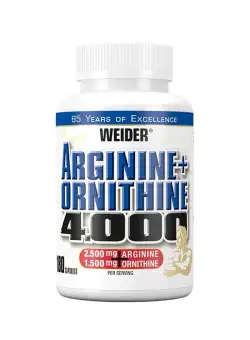 Arginina cu ornitina capsule Arginine+Ornithine 4000, 180 capsule, Weider