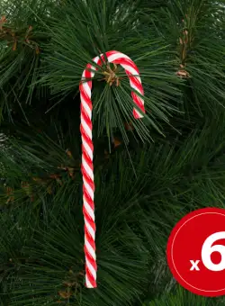 Bastonas decorativ - 15.2 cm - rosu alb - 6 buc pachet