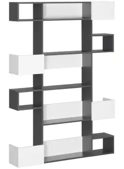 Biblioteca moderna cu 5 niveluri HOMCOM, pentru camera de zi, birou, studiu, gri | Aosom Romania