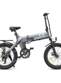 Bicicleta electrica pliabila Ulzomo Ridge 20 E-bike, 250W, 36V 15.6Ah, autonomie 60km, viteza maxima 25km/h, Grey, 20''