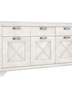 Bufet Kashmir, 3 usi si 3 sertare, Alb Antichizat, 177.7 Cm