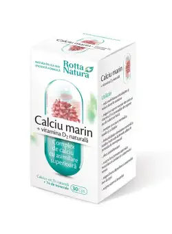 Calciu Marin + Vitamina D2 naturala, 30 capsule, Rotta Natura