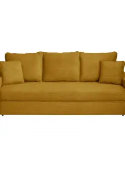 Canapea NICO II LUX extensibila, 3 locuri, cu arcuri si lada depozitare, mustar, 220x85x75 cm