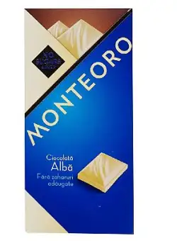 Ciocolata alba fara zahar, 90 g, Monteoro
