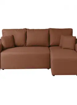 Coltar Canapea BEGA B extensibil, cu arcuri si lada depozitare, colt interschimbabil, caramiziu, 240x153x80 cm