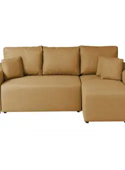 Coltar Canapea BEGA B extensibil, cu arcuri si lada depozitare, colt interschimbabil, galben, 240x153x80 cm