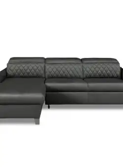 Coltar Extensibil Cu Insula Stanga Cu Lada Tiago, 5 Locuri, Tetiere Reglabile, Gri, 243 Cm