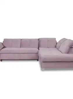 Coltar Extensibil Cu Otoman Mic Dreapta Sevilia Lux, 5 Locuri, Tetiere Reglabile, Lada Depozitare, Roz, 280 Cm