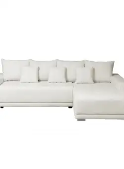 Coltar MARIBO BUCLE extensibil, cu arcuri si lada depozitare, colt dreapta, crem, 280x204x92 cm