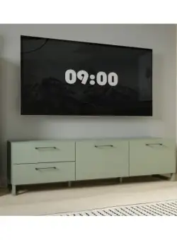 Comoda TV 2 Usi Si 2 Sertare Sibille, Verde Menta, 164.6 Cm