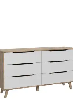 Comoda Vankka, Stejar Pardosit Si Alb, 154.7 x 86.3 x 42 Cm