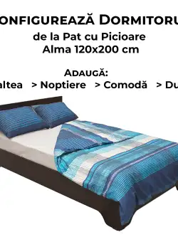 Configurator Dormitor ALMA, sonoma inchis + sonoma deschis, de la Pat cu picioare Alma 120x200 cm