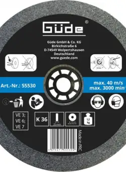 Disc abraziv pentru polizor de banc Gude 55530, O175x25x32 mm, granulatie K36