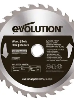 Disc pentru fierastrau circular, taiere lemn Evolution 180WD-0446, O180 x 20 mm, 30 dinti