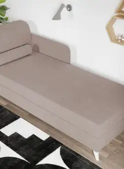 Divan / Pat o persoana tapitat Crem Round Fix