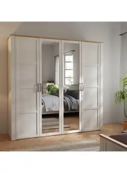 Dulap 4 Usi Blanche, Oglinzi, Stejar Riviera Si Zada Deschis, 215.9 Cm