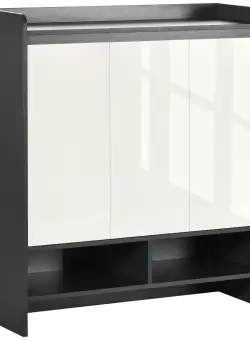 Dulap de incaltaminte pentru intrare din PAL pentru 24 Perechi cu Rafturi Reglabile pe 3 Niveluri, 90x32x100 cm, Gri si Alb HOMCOM | Aosom Romania