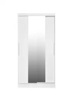 Dulap KOSS 04, cu usi glisante si oglinda, alb, 100x60x200 cm