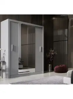 Dulap Thea Cu 2 Usi Glisante, Gri, 180 Cm